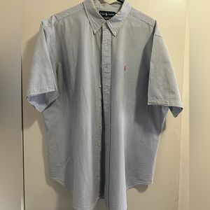 Men’s Ralph Lauren Polo sear sucker short sleeve casual button down XXL shirt
